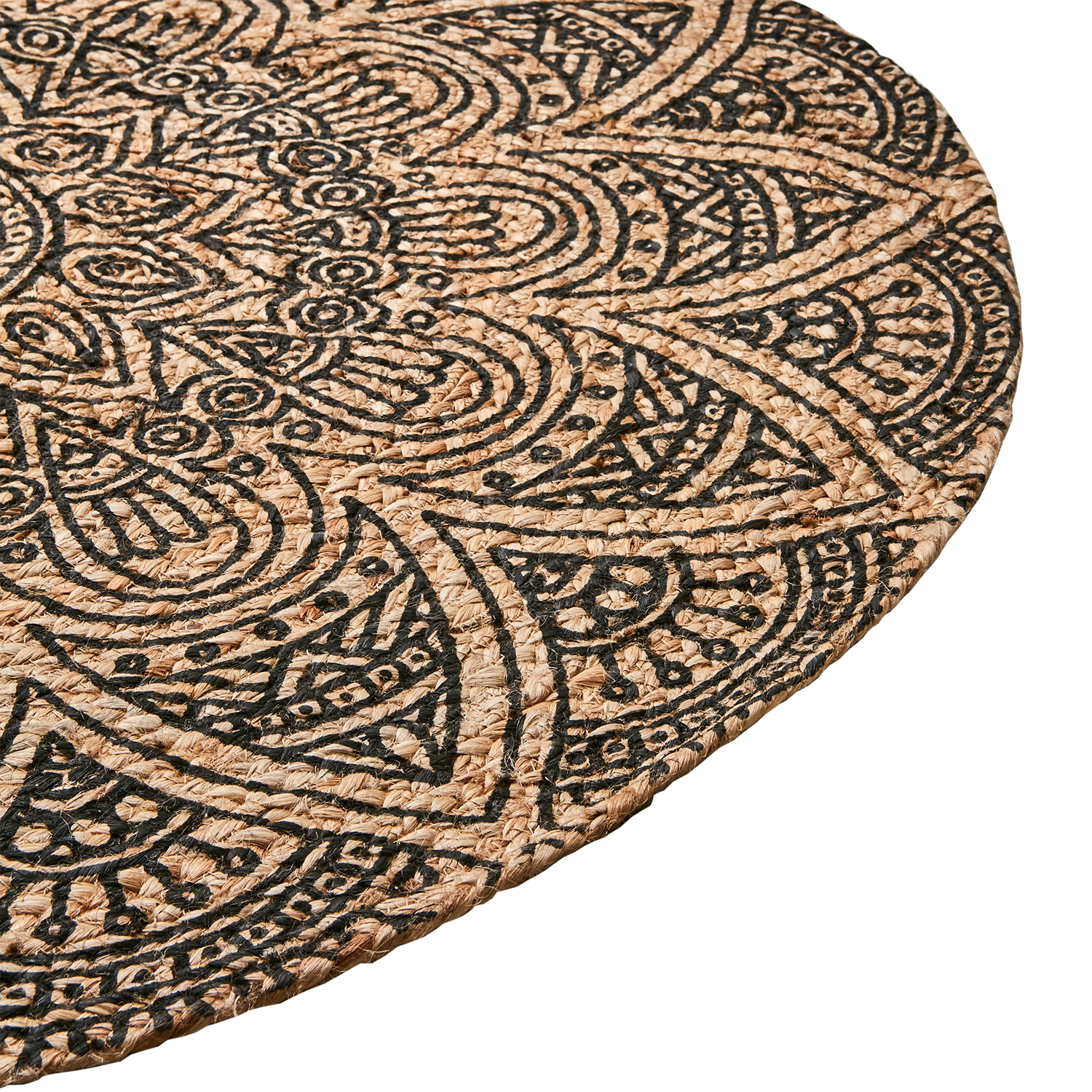 Juni Matte small – juteteppe svart/natur Ø:120 cm