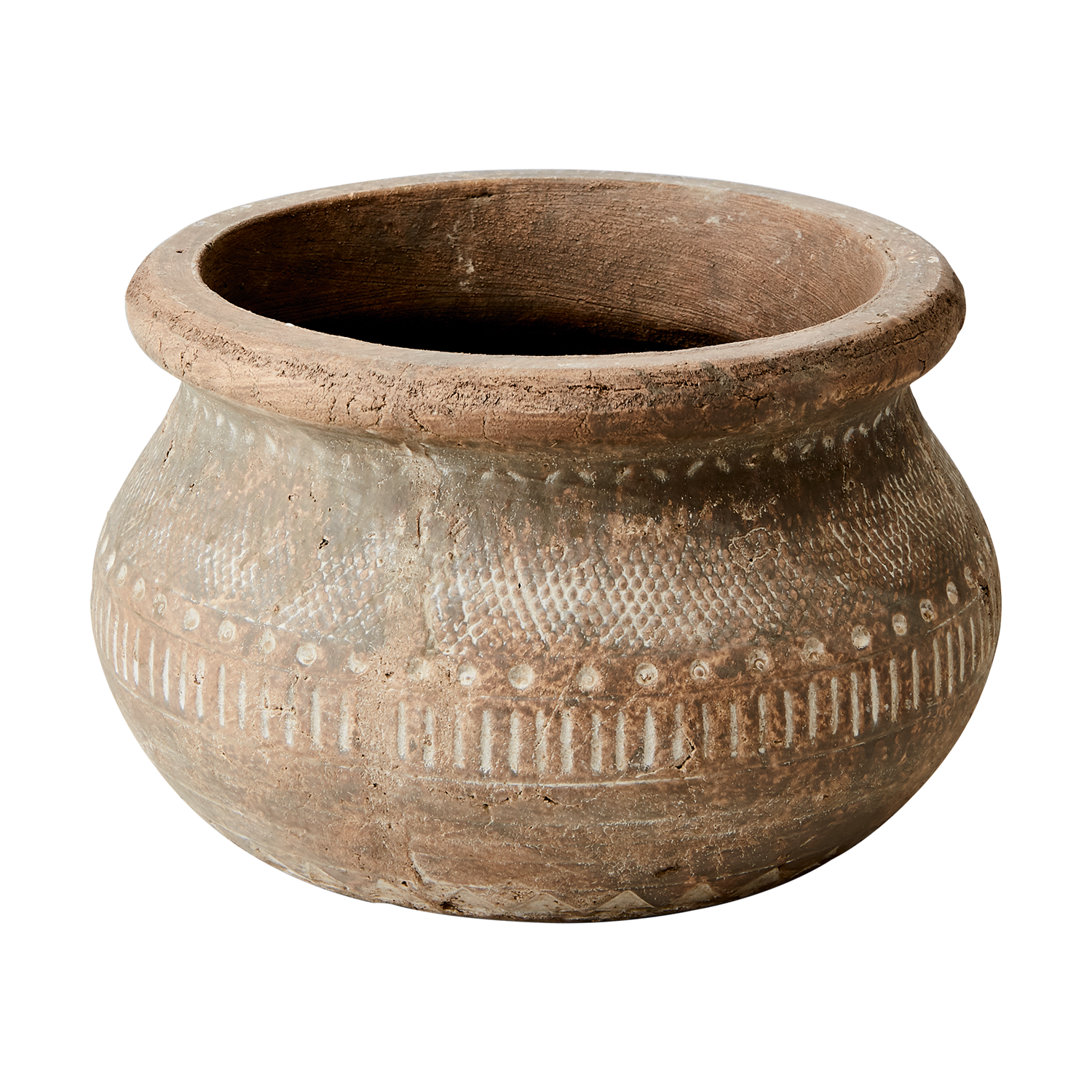 Terrakottakrukke Camille Beige med rustikk patina, håndverksinspirerte detaljer og varme naturfarger.