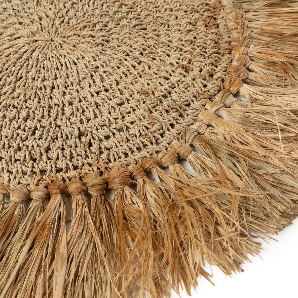 CROCHET RAFFIA SPISEBRIKKE – NATUR Ø45 CM