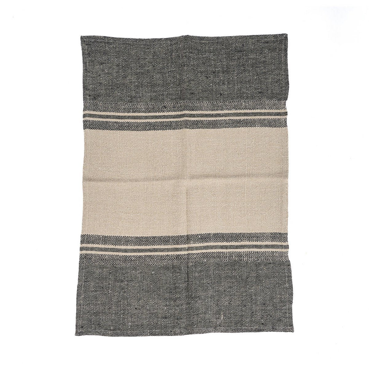 LINEN DASH KJØKKENHÅNDKLE – NATUR/SORT 50 × 70 CM