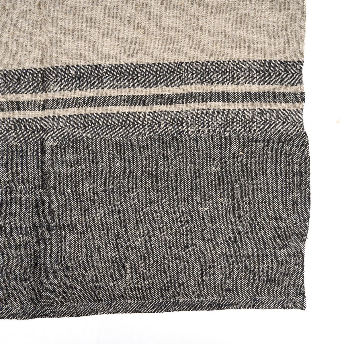 LINEN DASH KJØKKENHÅNDKLE – NATUR/SORT 50 × 70 CM
