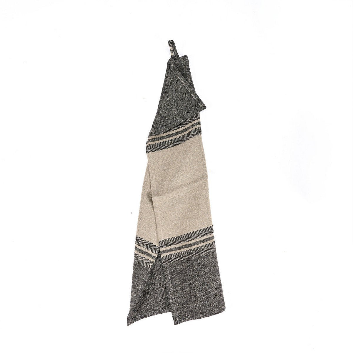 LINEN DASH KJØKKENHÅNDKLE – NATUR/SORT 50 × 70 CM