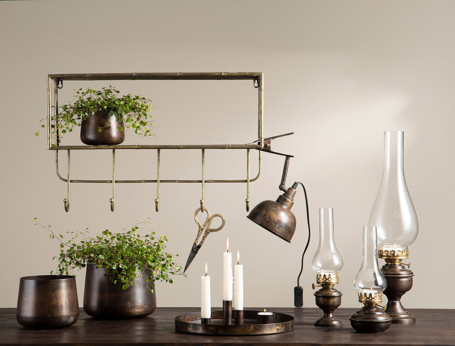 Clip lampe antikk brun metall