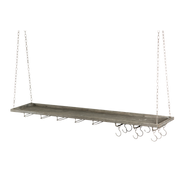 Hengende metallhylle med kroker og glassholdere i industriell stil