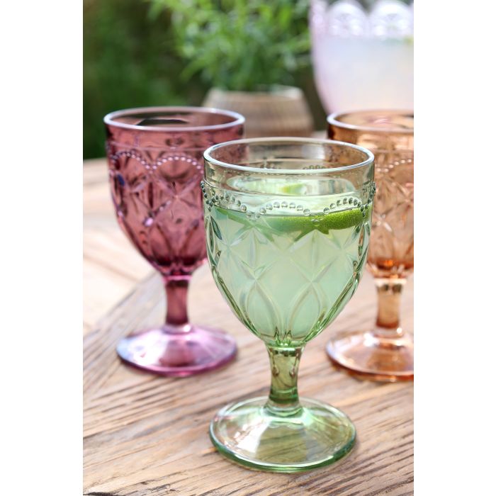 Saint-Émilion vinglass med mønster | 6 stk assorterte farger