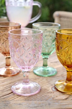 Saint-Émilion vinglass med mønster | 6 stk assorterte farger