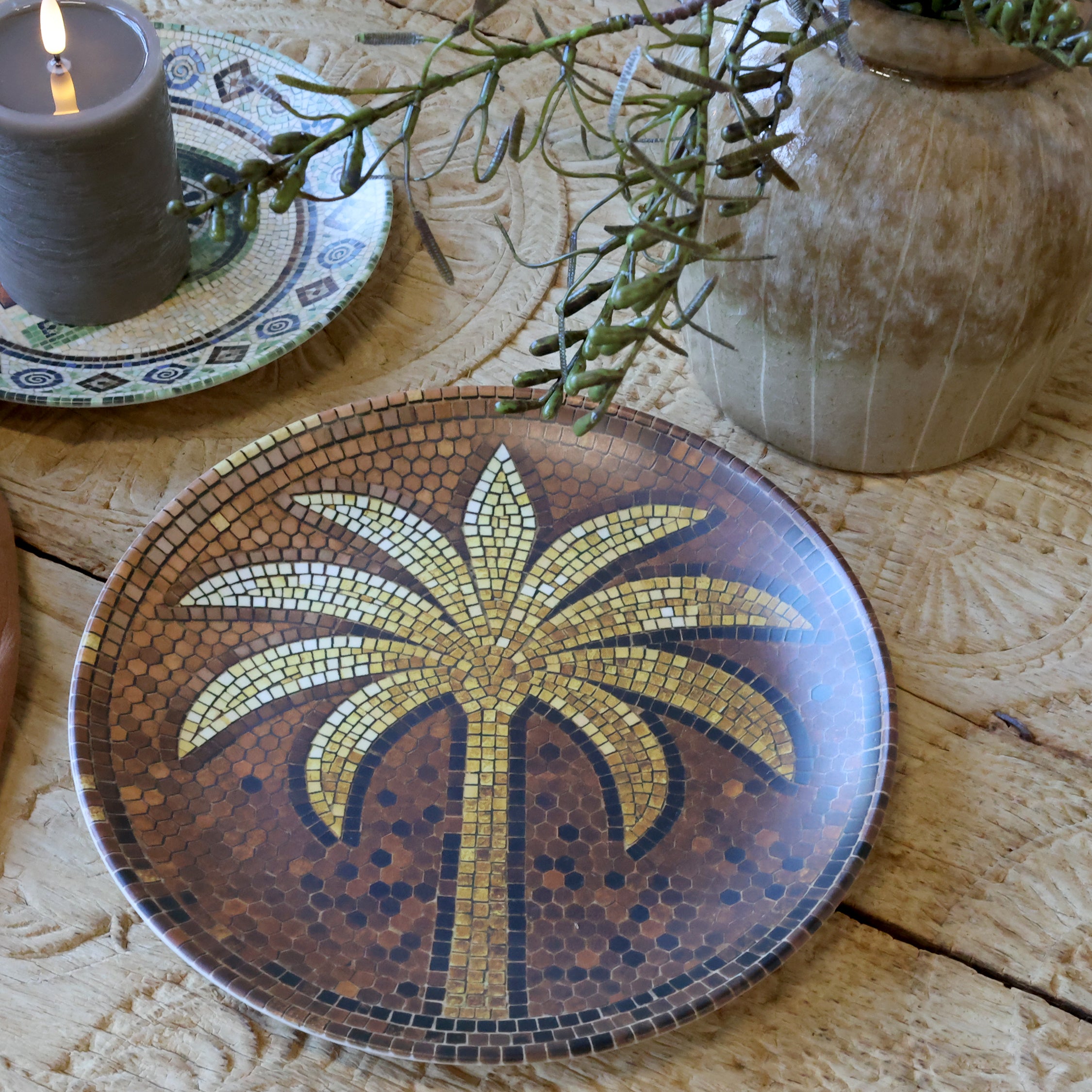 Mosaikkfat m. Palme Ø: 26,5
