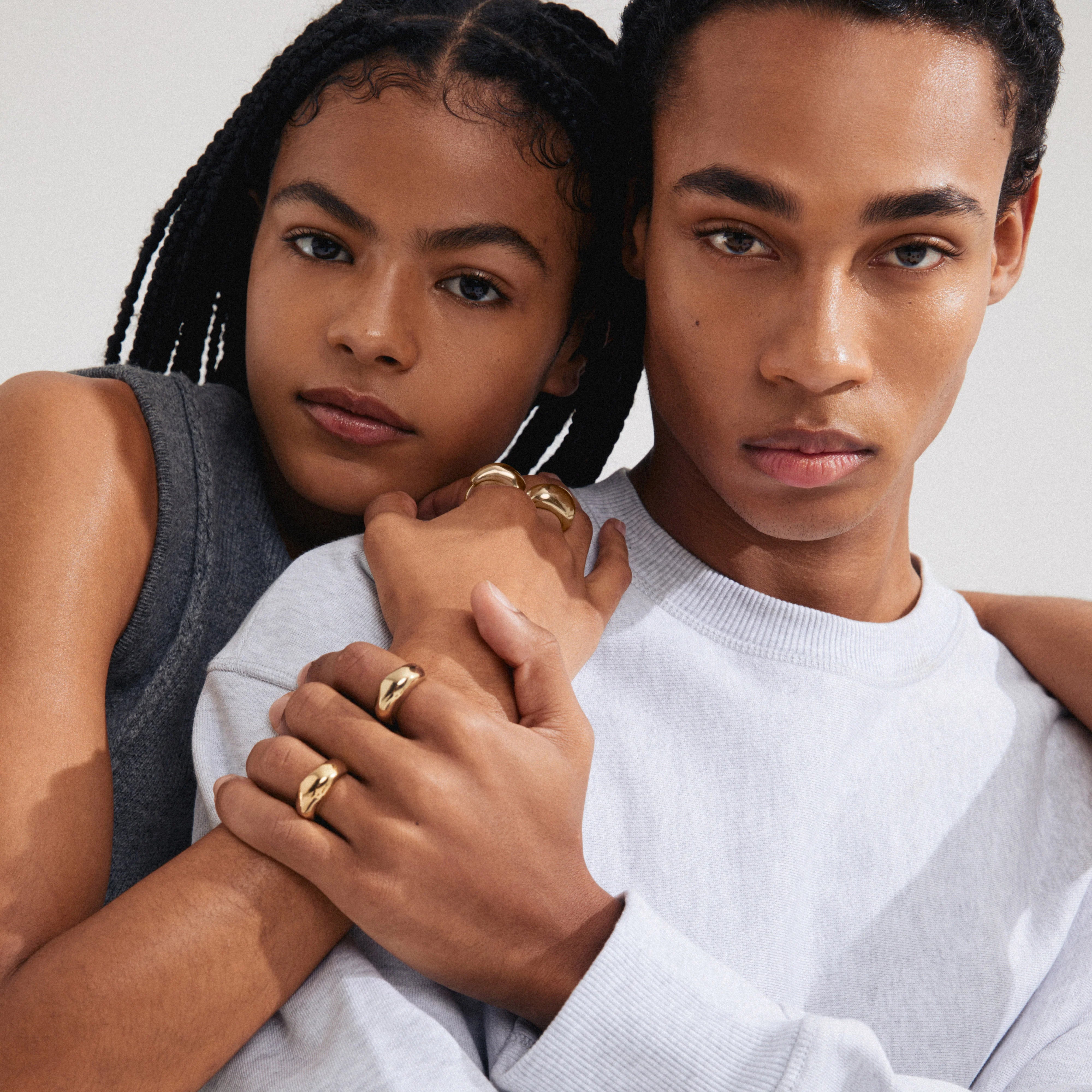 HARRISON ringer – 2-i-1 sett gullbelagt