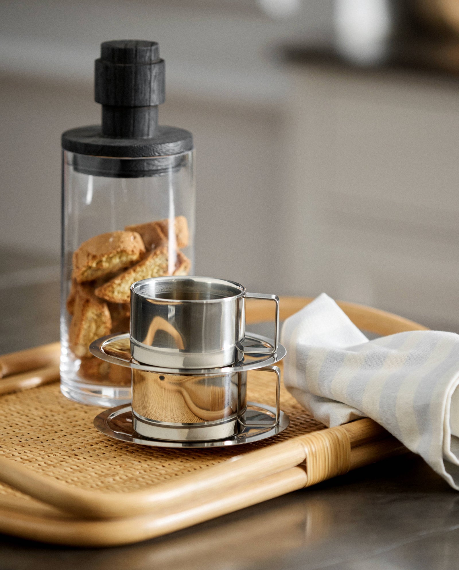 Citrea kopp med skål – chrome finish