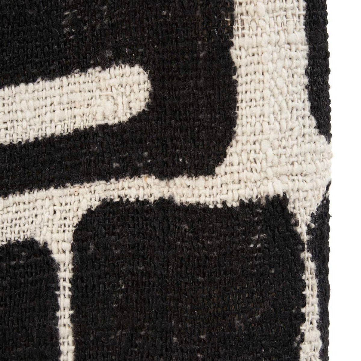 Aztec pledd i bomull – sort &amp; natur (240x128 cm)