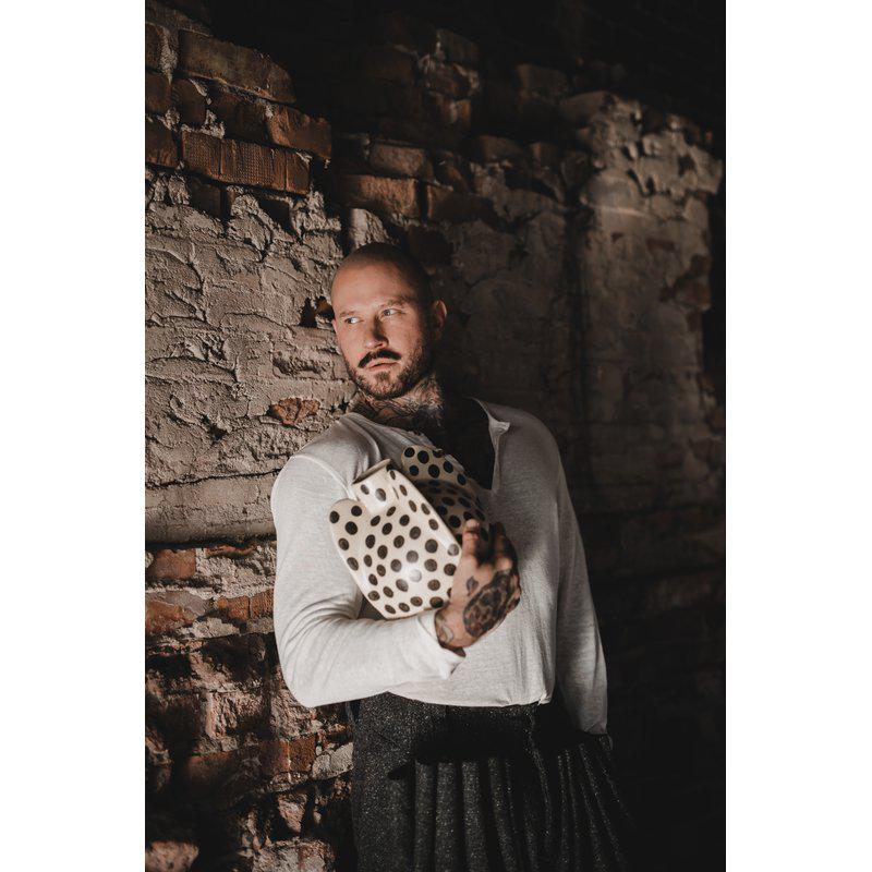 Get Inked Vase – Offwhite med svarte prikker | Jakobsdals