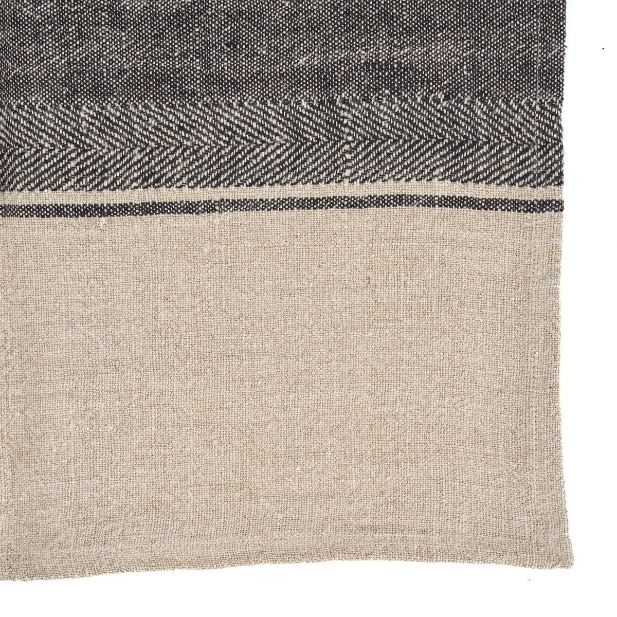 Kjøkkenhåndkle i lin – natur/sort 50x70 cm