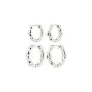 Pilgrim DARBY sølvbelagte 2-i-1 hoops med bølget, organisk form.