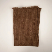 Elise kjøkkenhåndkle i brun og oransje bomull med frynsete kanter, 45x65 cm