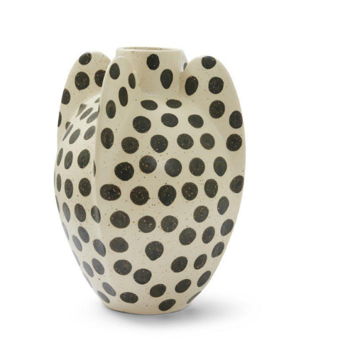 Get Inked Vase fra Jakobsdals i offwhite steingods med svarte prikker
