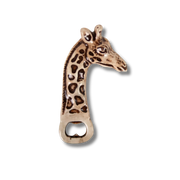 Flaskeåpner giraff håndlaget i metall med dekorativt giraffdesign