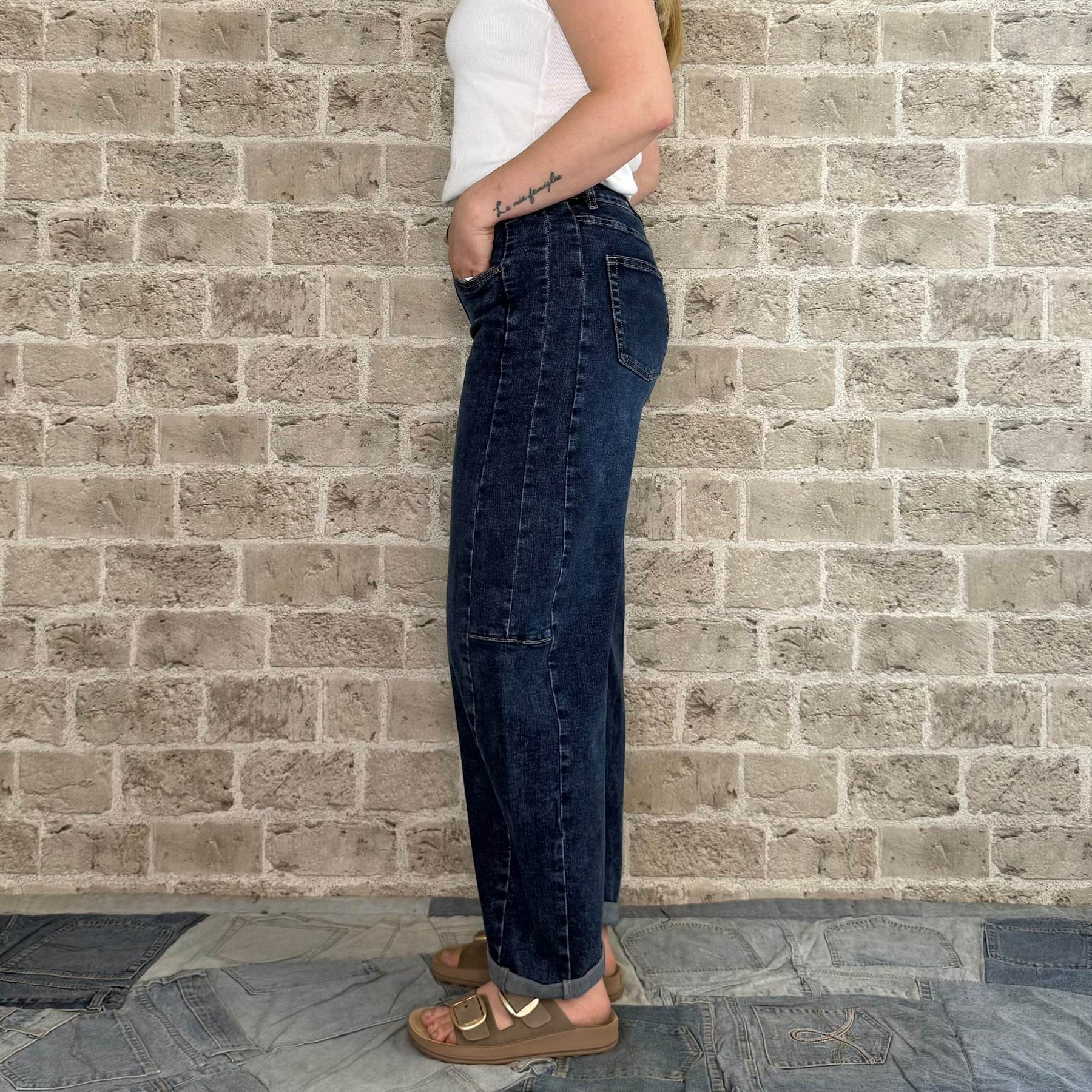 Mowita Barrel Jeans –Mørk Blå