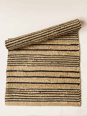 Jutematte med sorte striper 70x160 cm