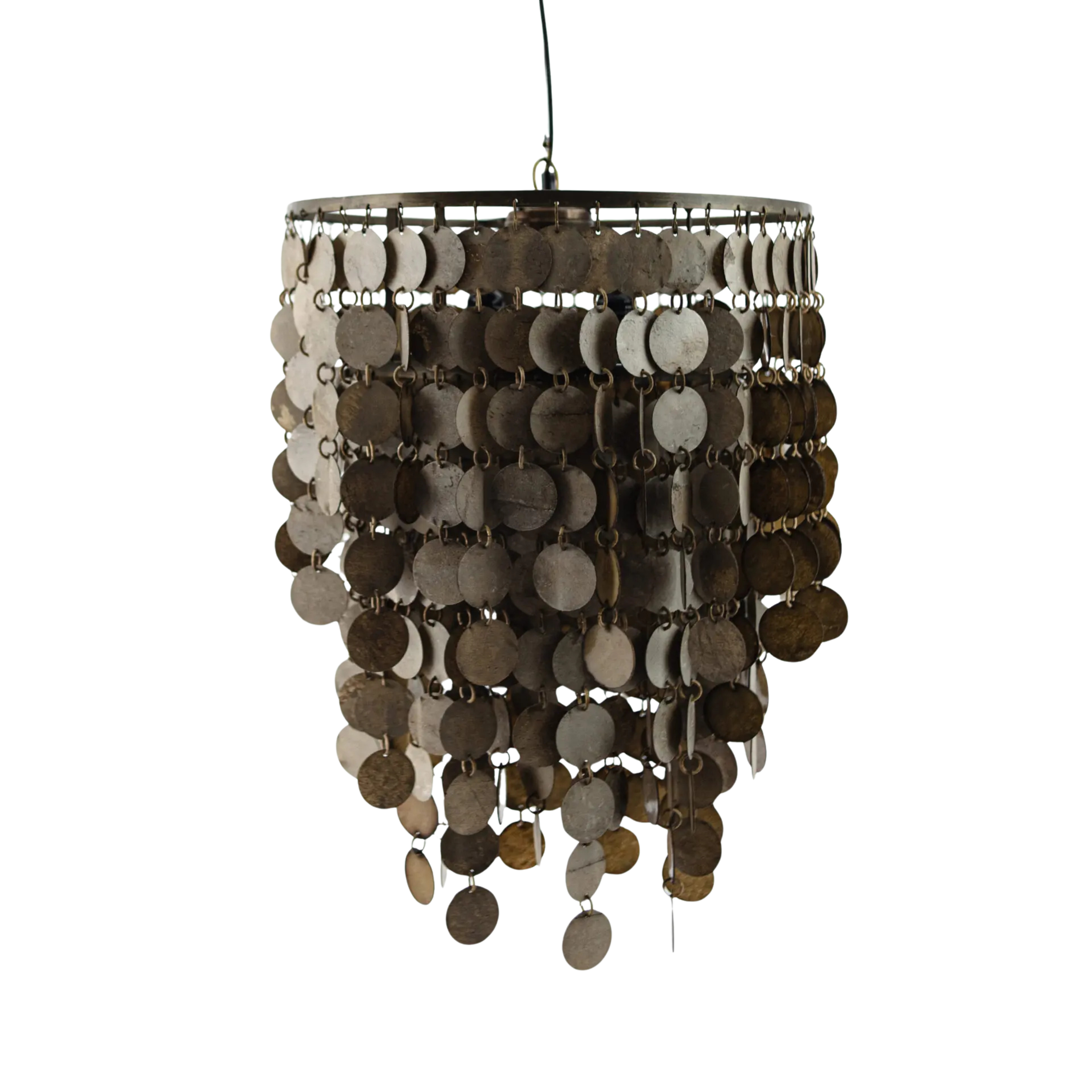 Dekorativ Yoko large taklampe i brun finish med runde hengende elementer