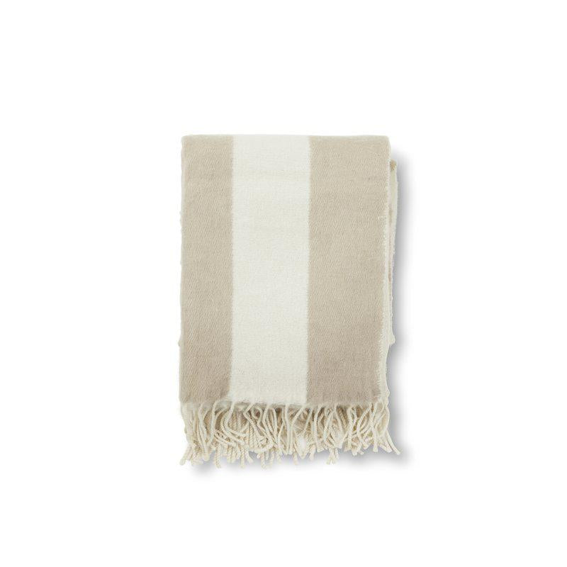 stripet ullpledd 130x170 offwhite beige nordisk interiør