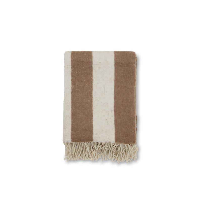 stripet ullpledd 130x170 beige brun nordisk interiør