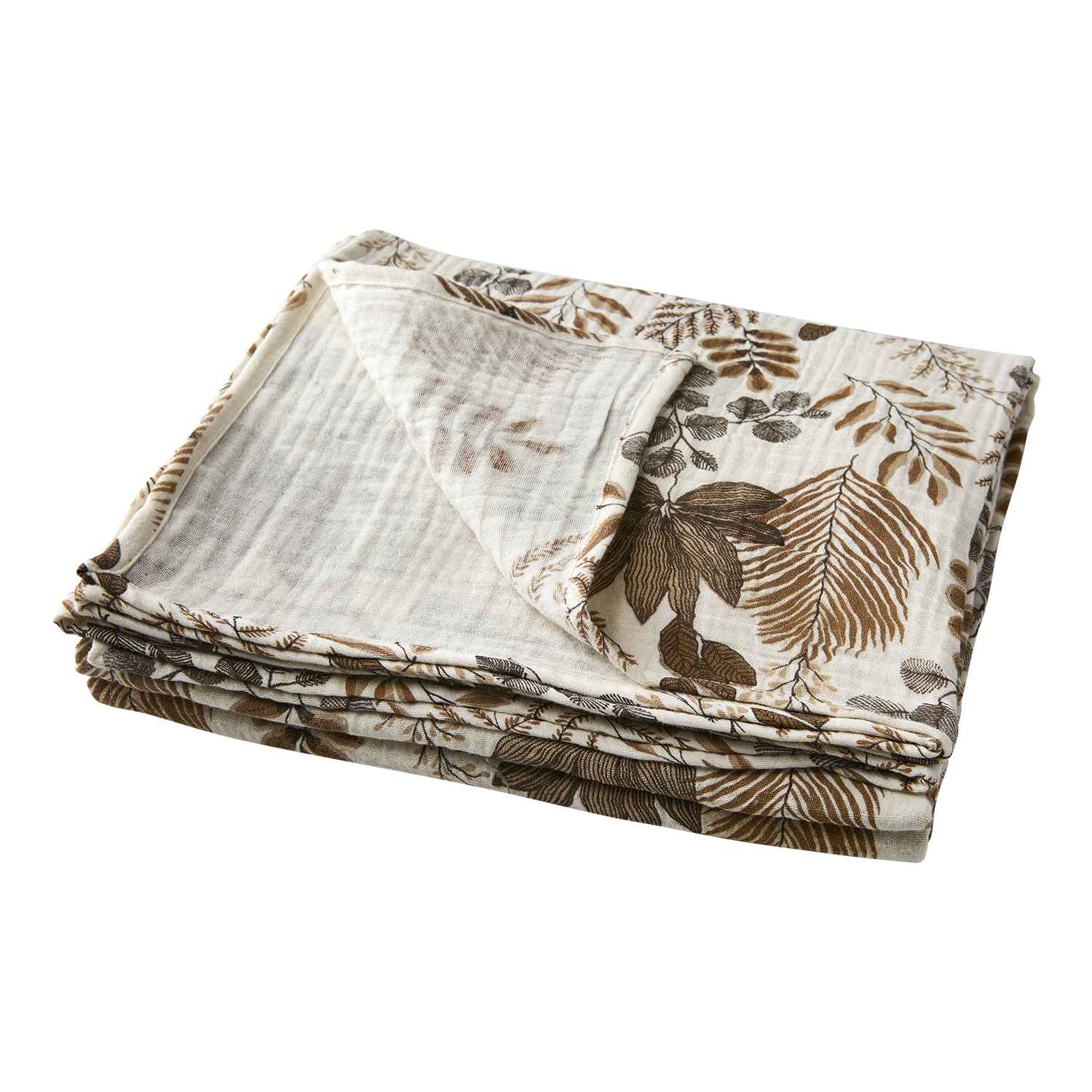 AGNES bordsduk brun og hvit med høstlig naturmønster i bomull, 250x150 cm
