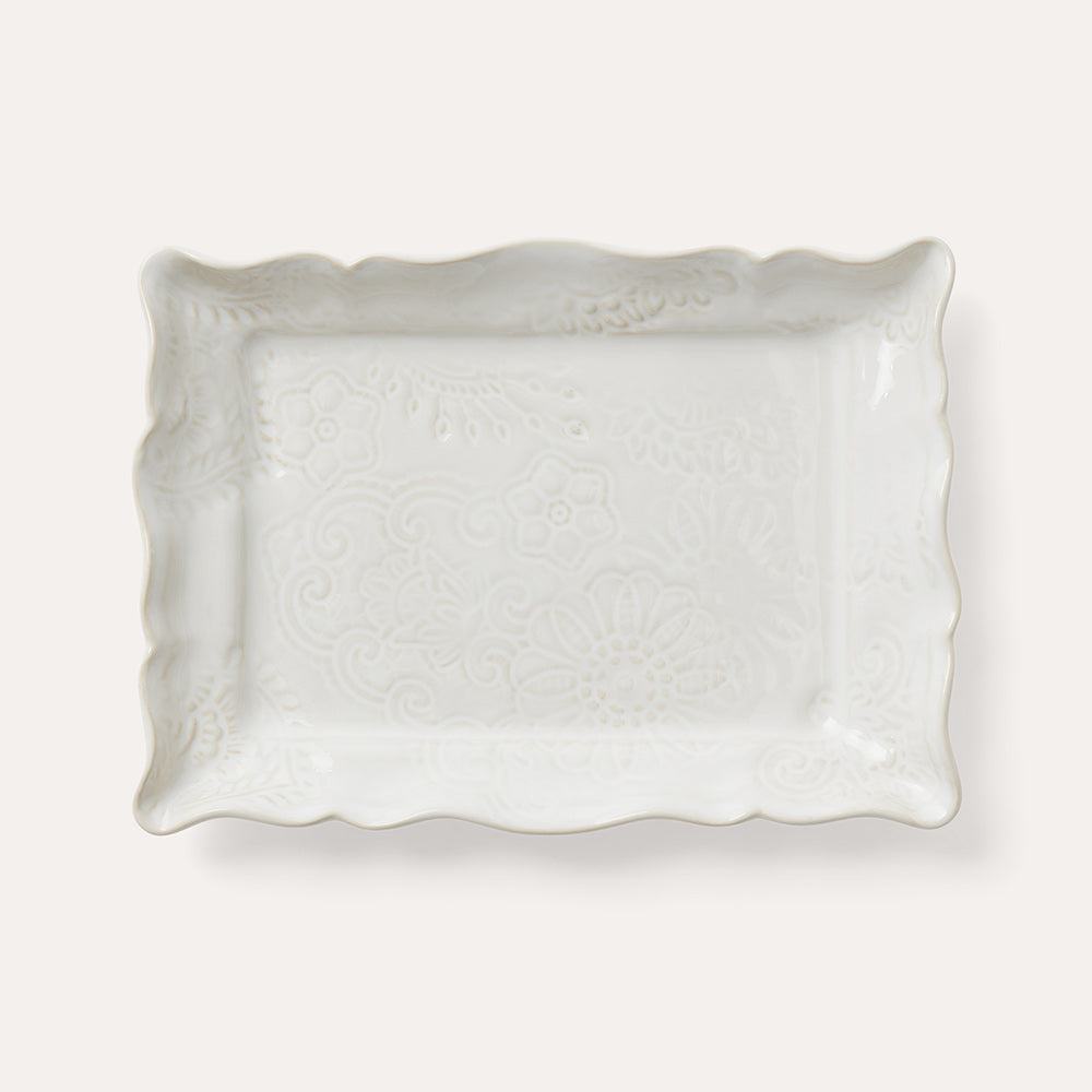 Hvit Sthål appetizer plate i steingods fra Arabesque-serien, 13,5 x 19,5 cm