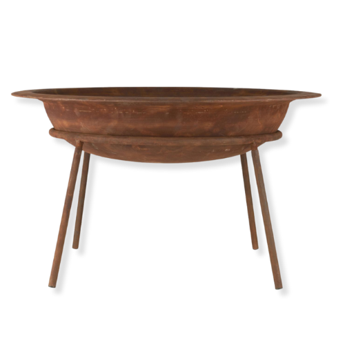 Rustfarget bålfat i jern med stativ – utepeis i nordisk, rustikk stil fra HomeByGard.