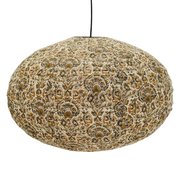 rund pendel taklampe i beige med blomstertrykk fra homebygard