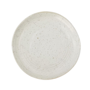 Rustikk beige kaketallerken i steintøy med håndglasert overflate og prikker – tidløst servise
