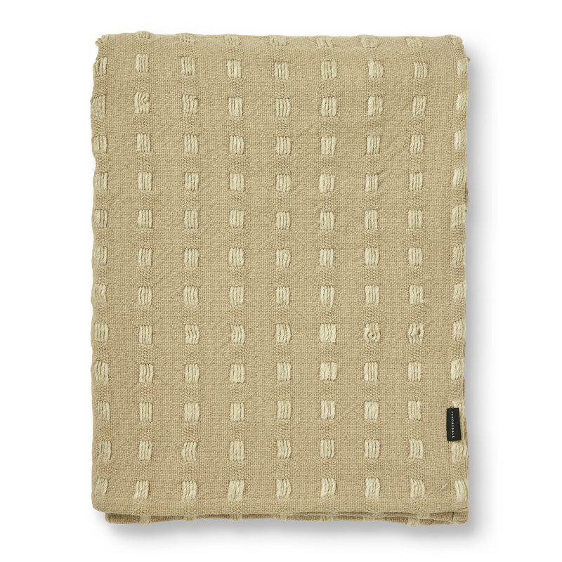Beige pledd i lin og bomull 130x170 cm med lyse sømmer