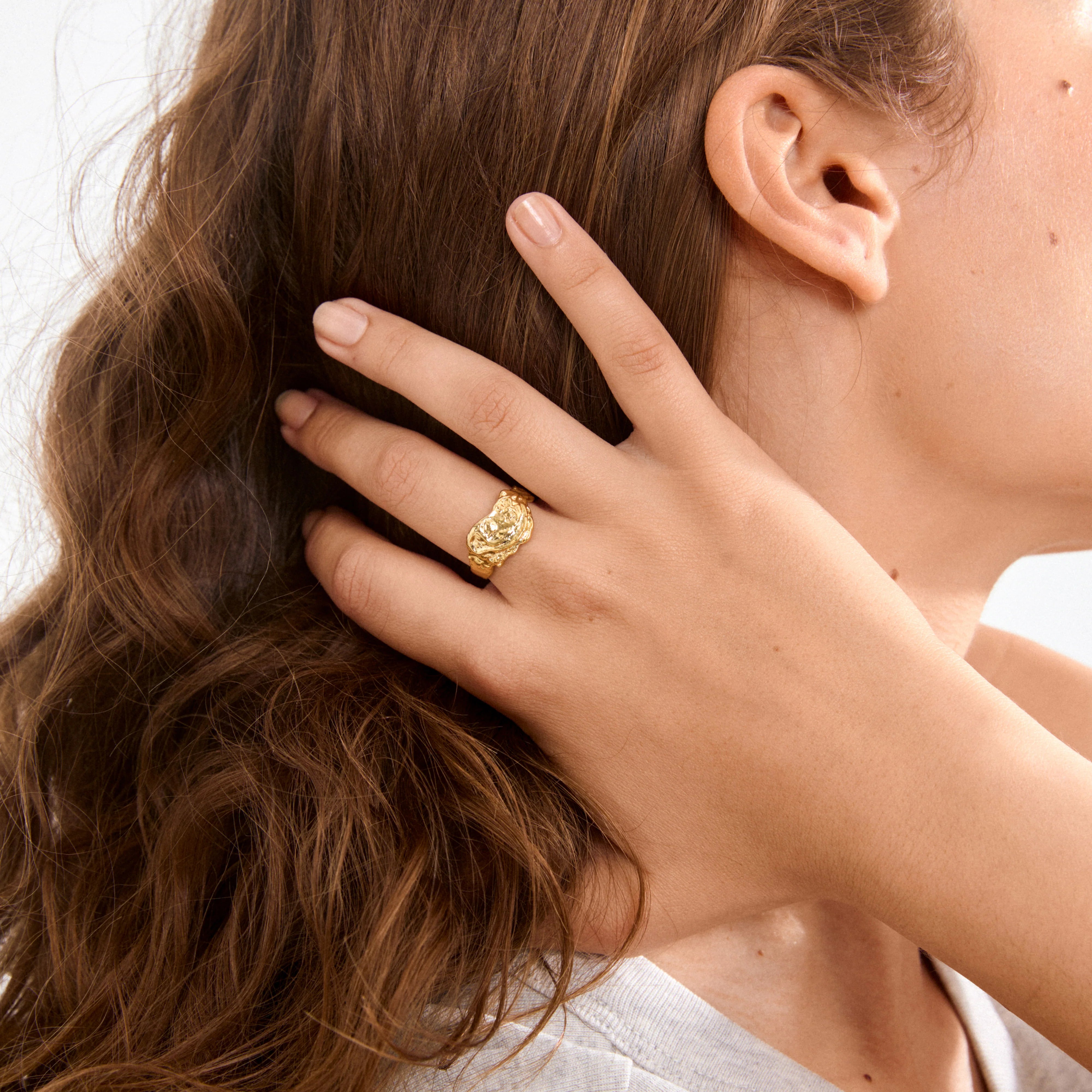 BLOSSOM Organisk Ring Gullbelagt