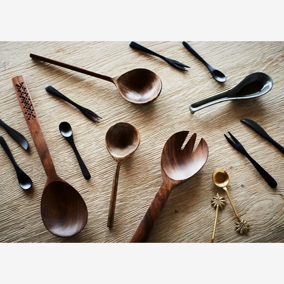 messing skje med stjerne dekor