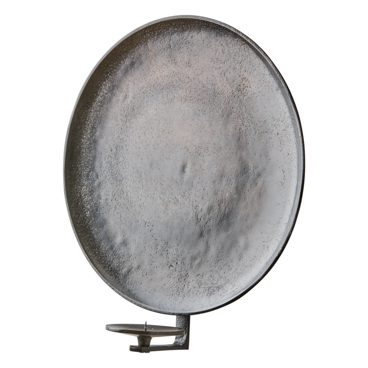 brundsort vegglysholder til krone eller kubbelys rund 