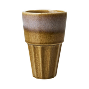 kopp i keramikk i sennepsgul uten hank