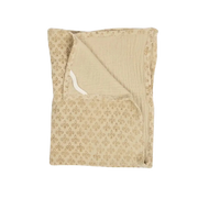 Beige bomullshåndkle med blokkmønster, størrelse 50×70 cm, hengende og foldet – Olsson &amp; Jensen, naturmateriale og håndverk