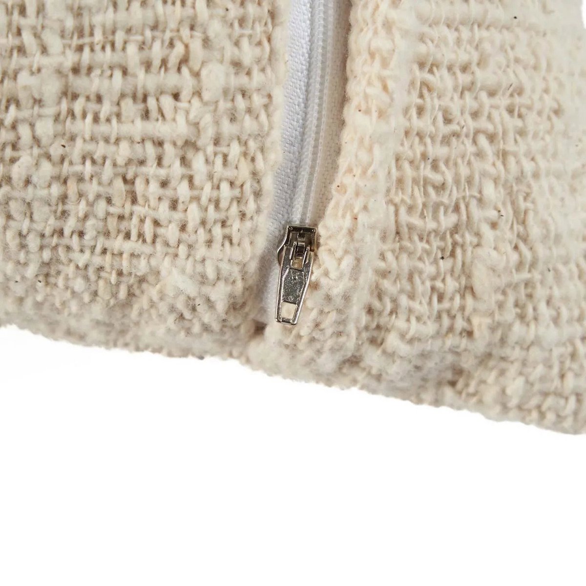 Putetrekk i bomull &amp; raffia – naturhvit 50x50 cm