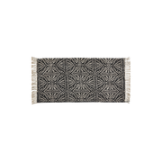 FERNANDO bomullsteppe i svart med vevd mønster og frynser