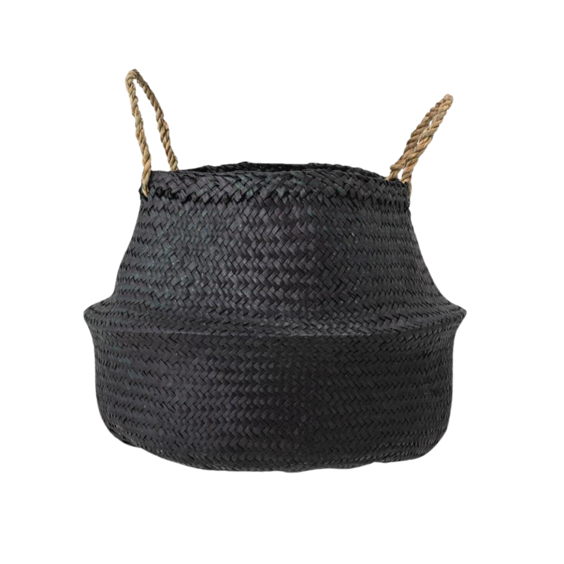 Håndvevd svart kurv i sjøgress med håndtak – Bloomingville Floria