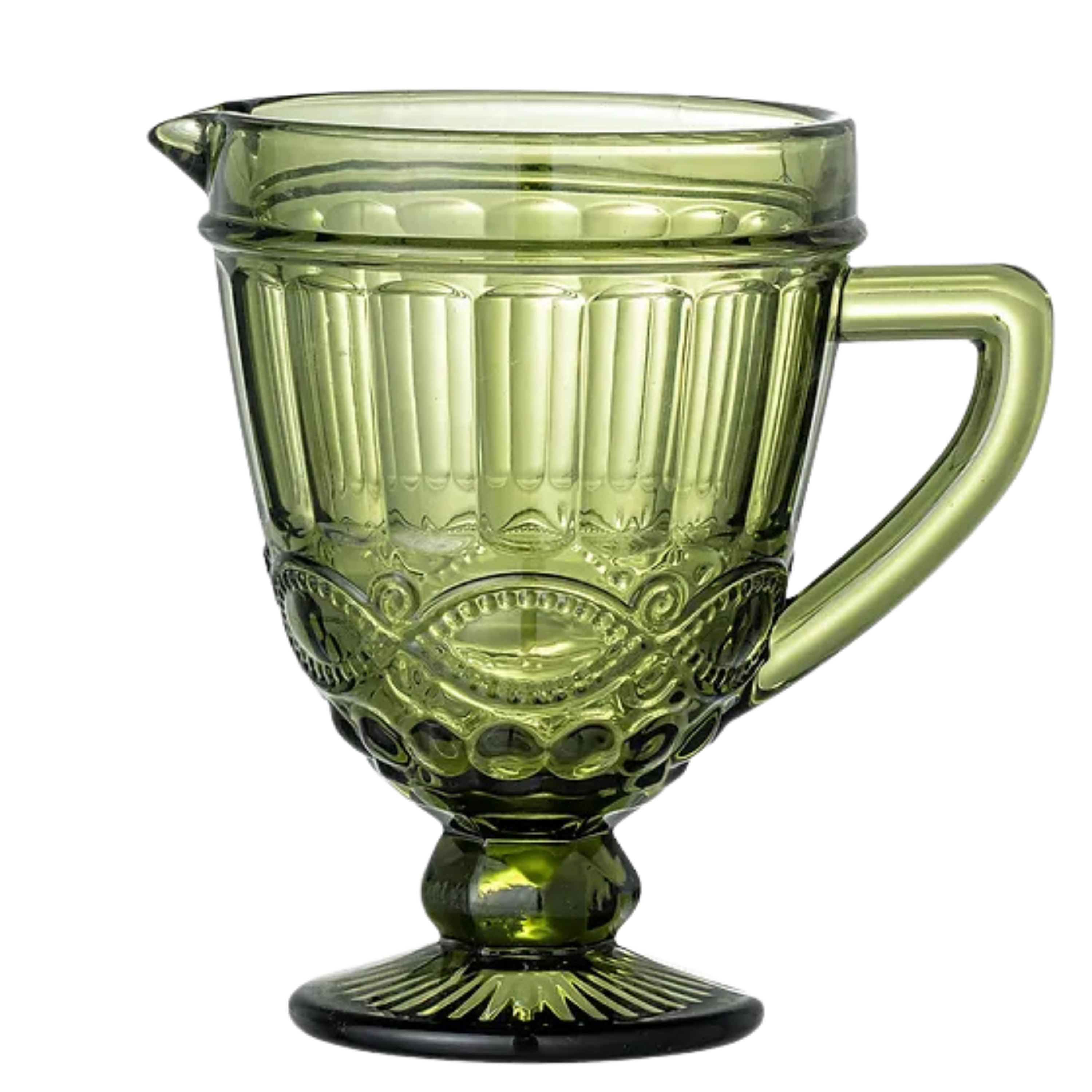 Grønn Florie mugge i presset glass – vintage-inspirert design