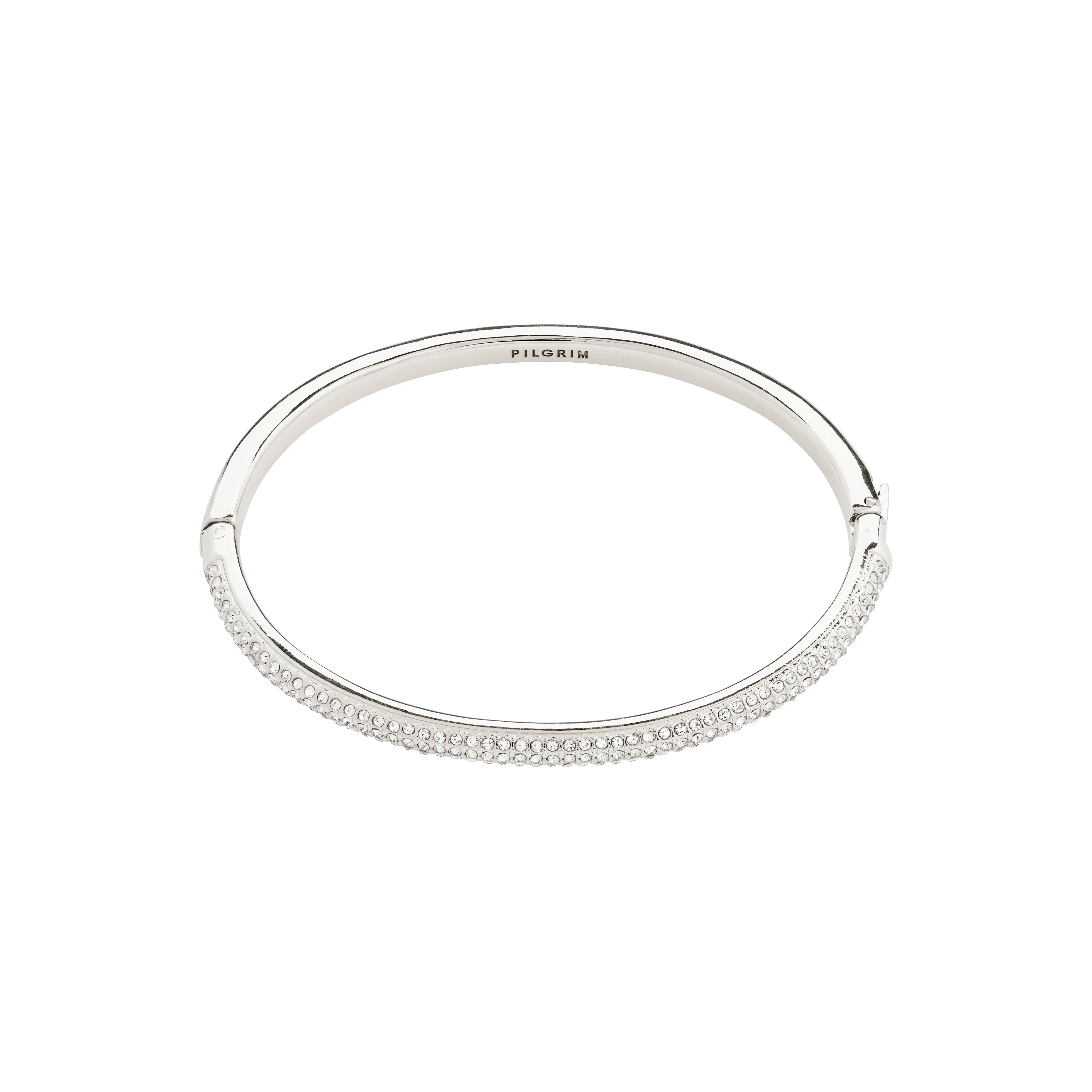 pilgrim FOCUS sølvbelagt bangle med Preciosa-krystaller og oval form.