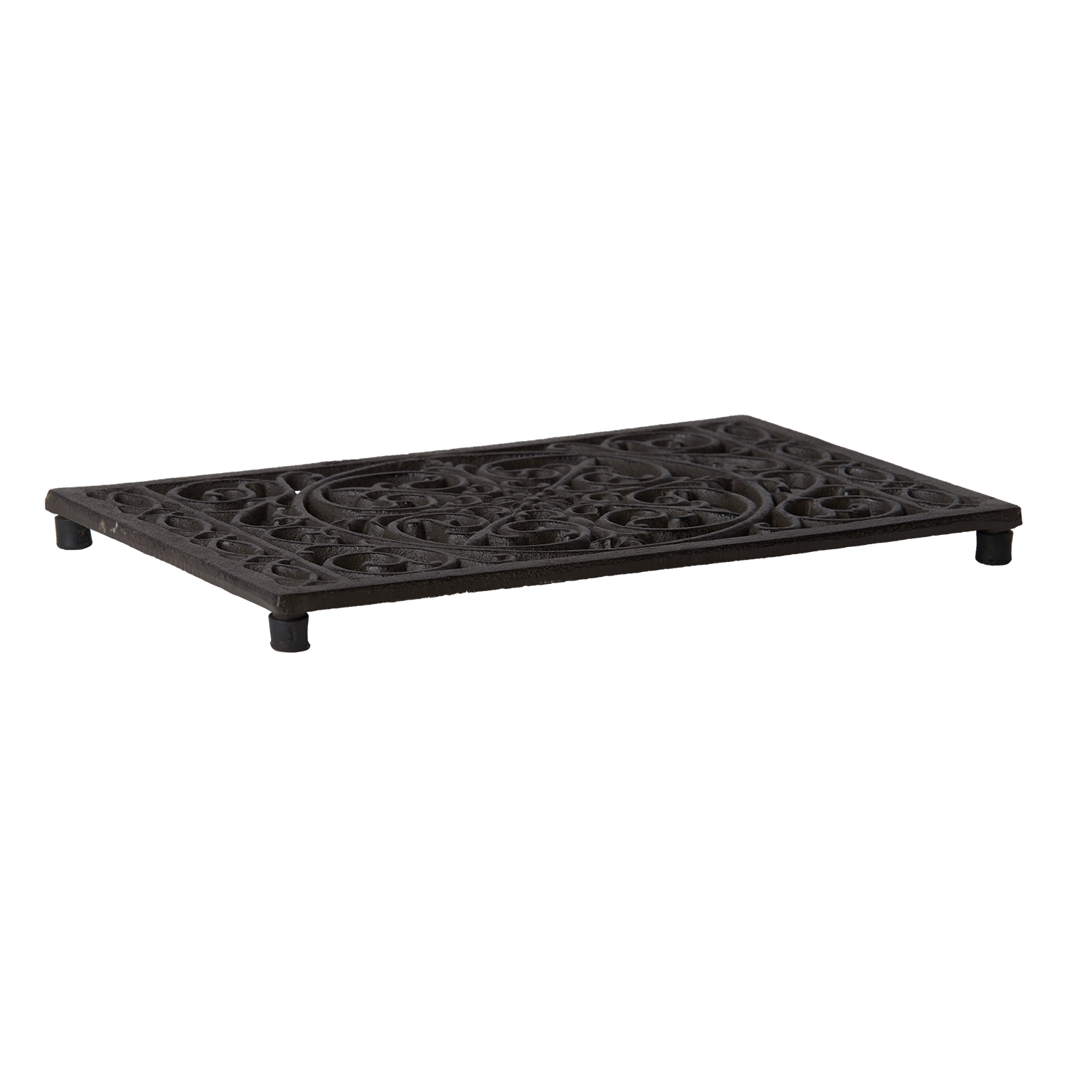 Rektangulært gryteunderlag i støpejern med dekorativt mønster – Frej