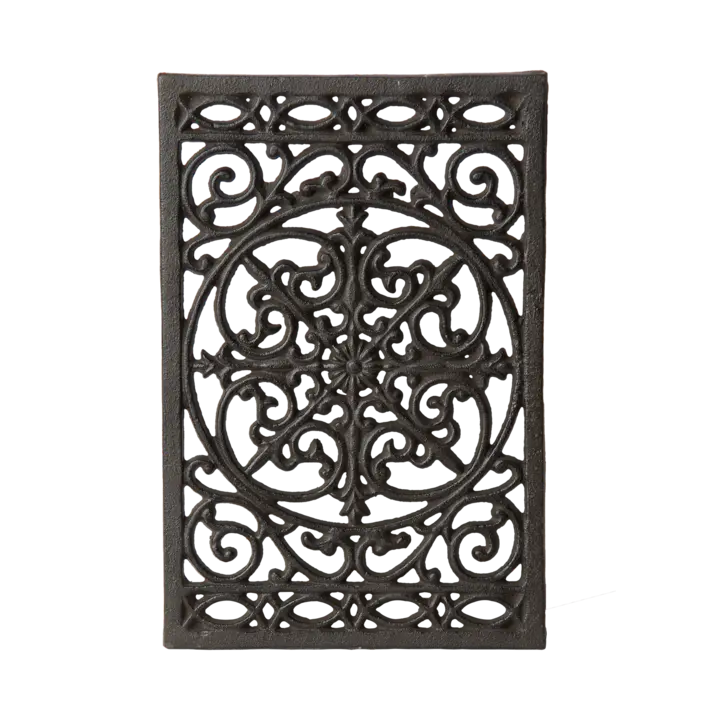 Rektangulært gryteunderlag i støpejern med dekorativt mønster – Frej