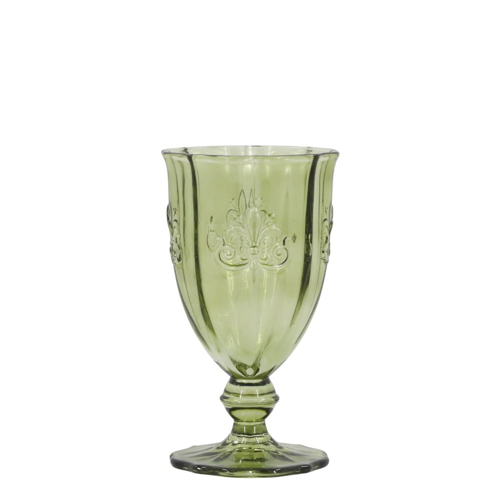 grønt vinglass med mønster