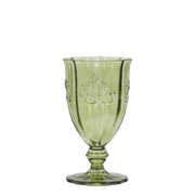 grønt vinglass med mønster