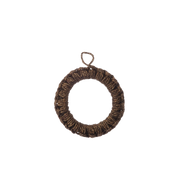Liten Ernst gryteunderlag Ø14 cm i mørk brun sjøgress og rotting – naturlig og rustikt kjøkkendekor.