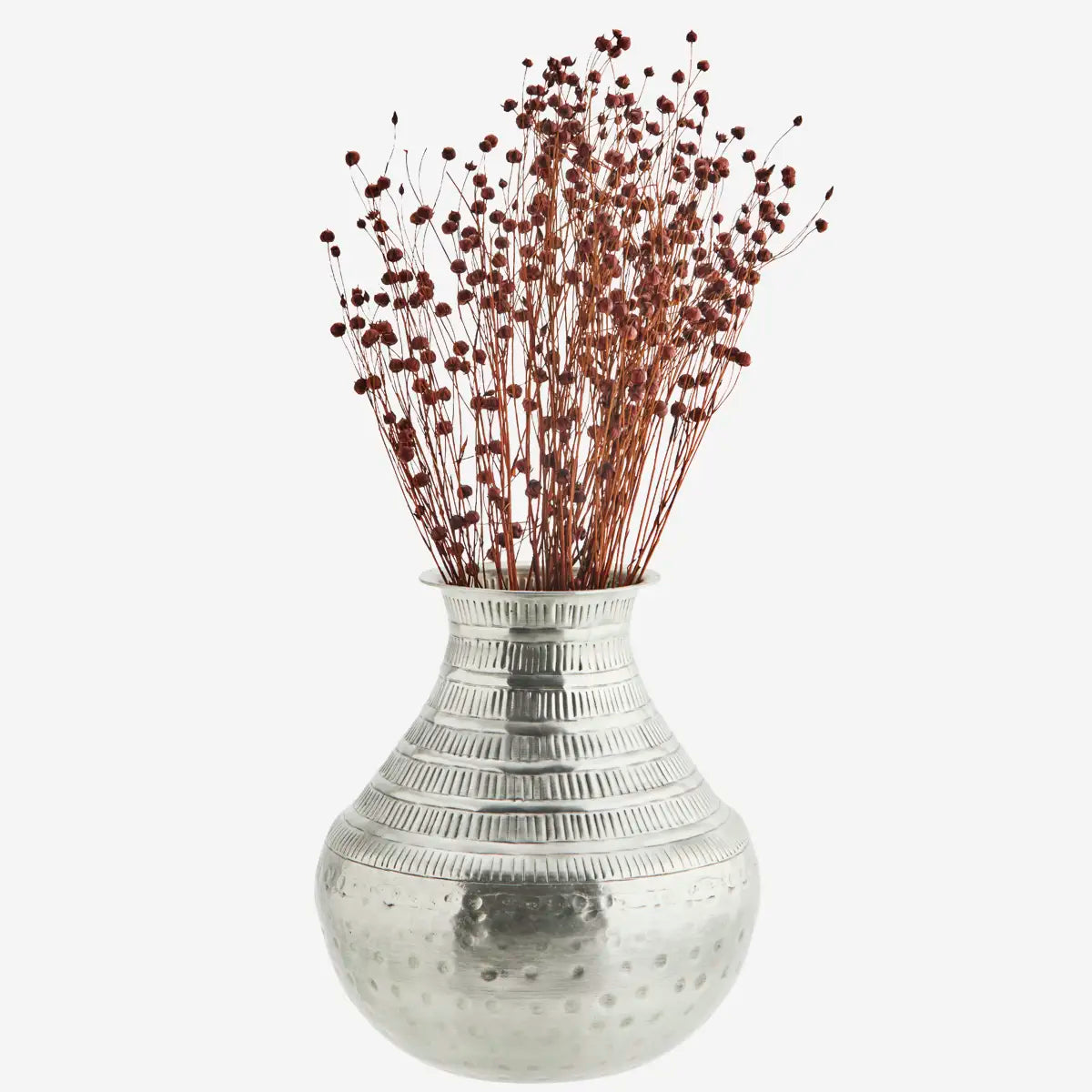 HAMMERED ALUMINUM VASE silver