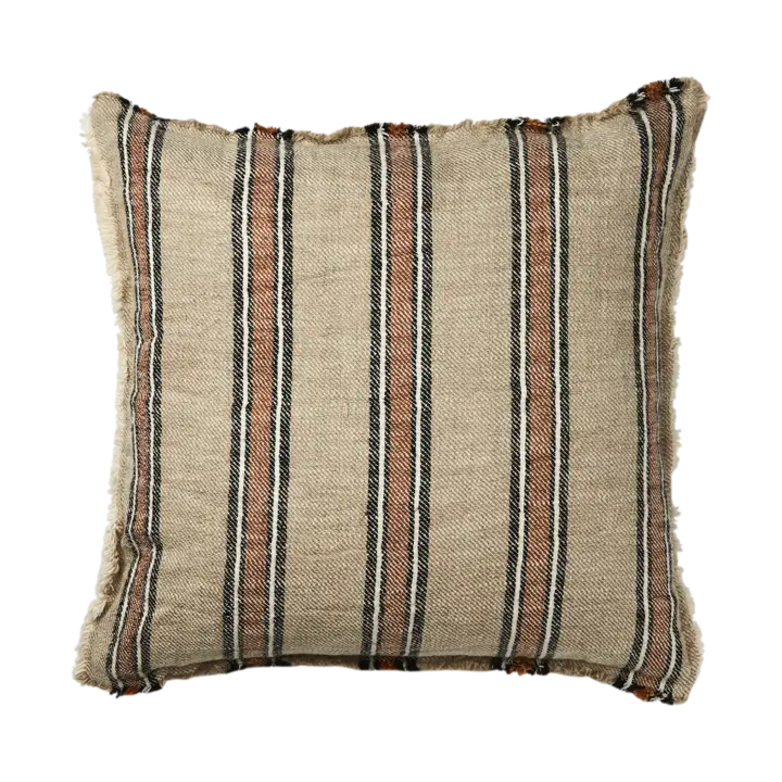hilda putetrekk lin bomull stripemønster beige brun svart – Affari of Sweden