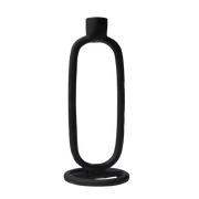 Jakobsdals DIA lysestake i sort aluminium med oval ramme og rund base – moderne og minimalistisk interiørdetalj