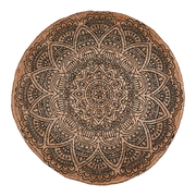 Rund Juni matte large i naturjute med dekorativt svart mønster, diameter 150 cm
